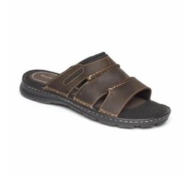 Darwyn Brown Leather Slide Sandal 
