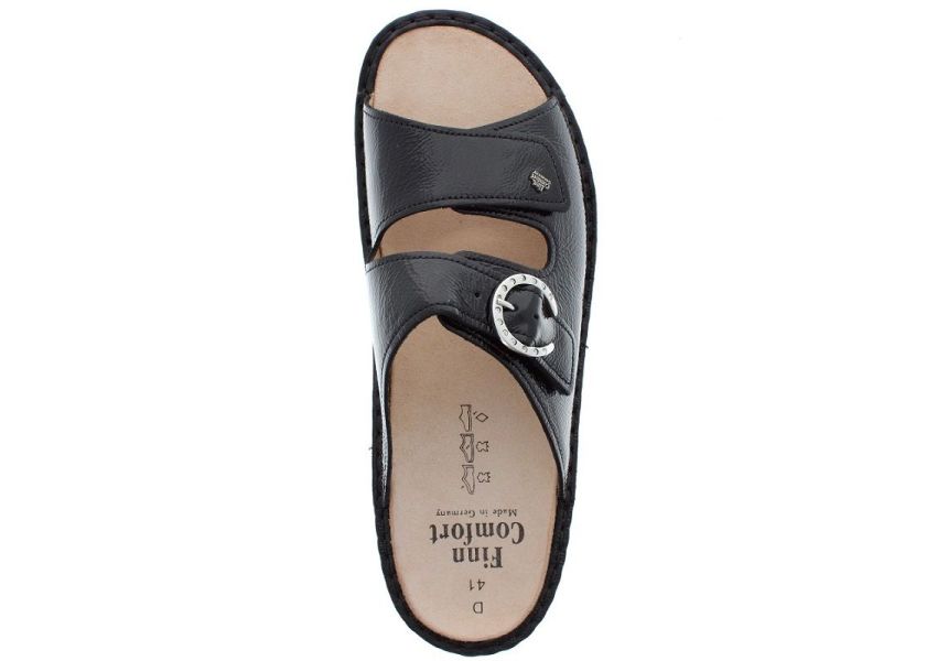 Finn Comfort Mumbai Black Pat 2556022099 Women's Slide Shoes