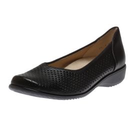 Avril Black Leather Perforated Ballet Flat