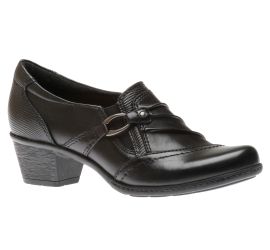 Marietta Mavis Black Leather Slip-On Heel Shoe