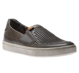 Kyle Titanium Grey Perforated Leather Slip-On Sneaker