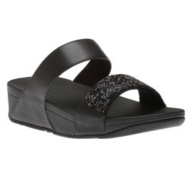Sparklie Black Crystal Embellished Slide Sandal