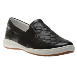 Caren 26 Black Woven Leather Slip-On Sneaker