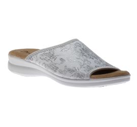 Ladies White Silver Slide Sandal