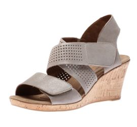 Janna Cross Strap Metallic Grey Wedge Sandal