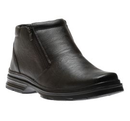 Men's Double Zipper Black Vegan Leather Winter Boot