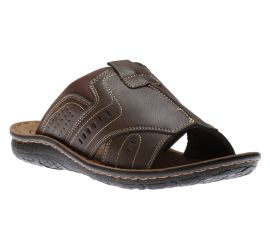 Men's Brown Perforated Slide Sandal 