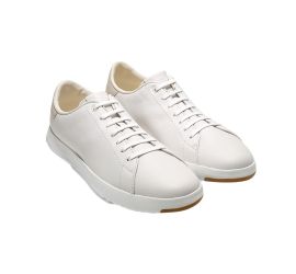 GrandPrø White Leather Lace-Up Tennis Sneaker 