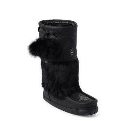 Waterproof Snowy Owl Black Grain Leather Boot