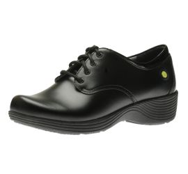 Cosmos Black Leather Slip-Resistant Lace-Up Shoe 