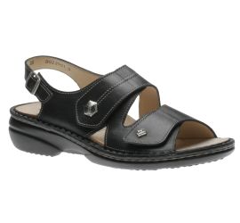 Milos Black Leather Sandal 