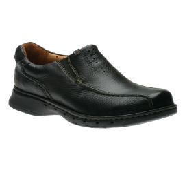 Un Seal Black Leather Slip-On Casual Oxford Shoe