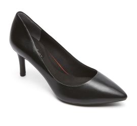 Total Motion Black Leather Pointed Toe Heel Dress Pump