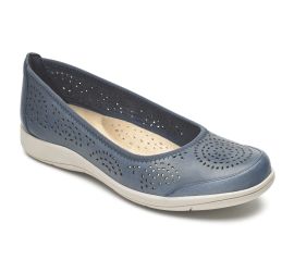 Daisey Blue Perforated Leather Ballet Flat