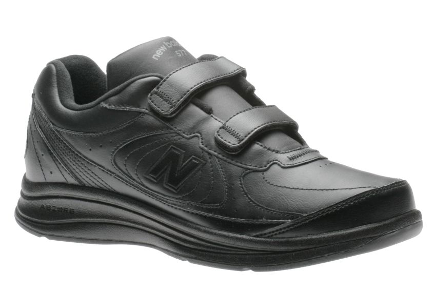 MW577VK Black Leather Velcro Walking Shoe