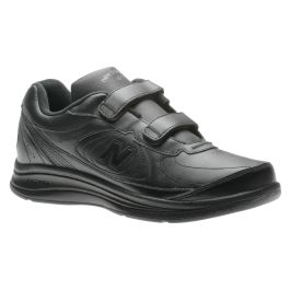 MW577VK Black Leather Velcro Walking Shoe
